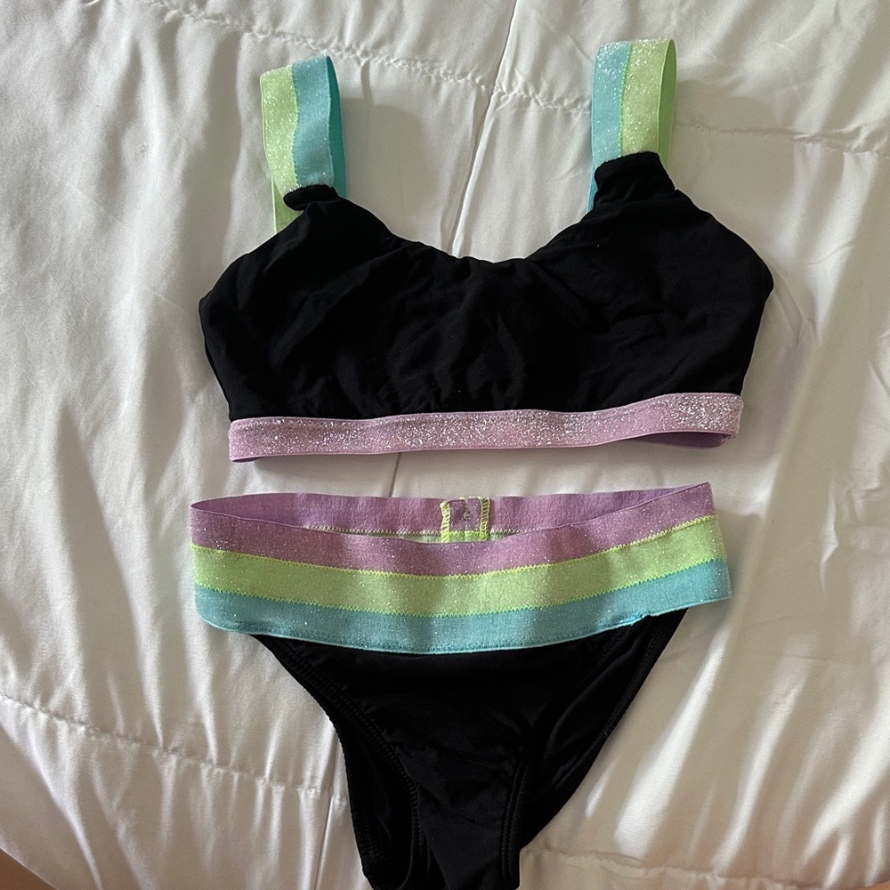PQ Swim Black Bikini with Pastel Straps